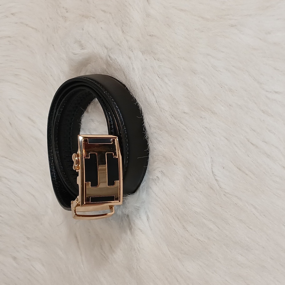 Genuine Leather  H Frame Buckle Ratchet Black Men's Dress Belt Sz L
